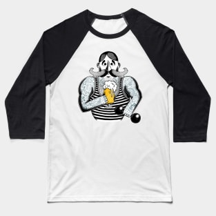 Tattooed Circus Strongman Beer Lover Baseball T-Shirt